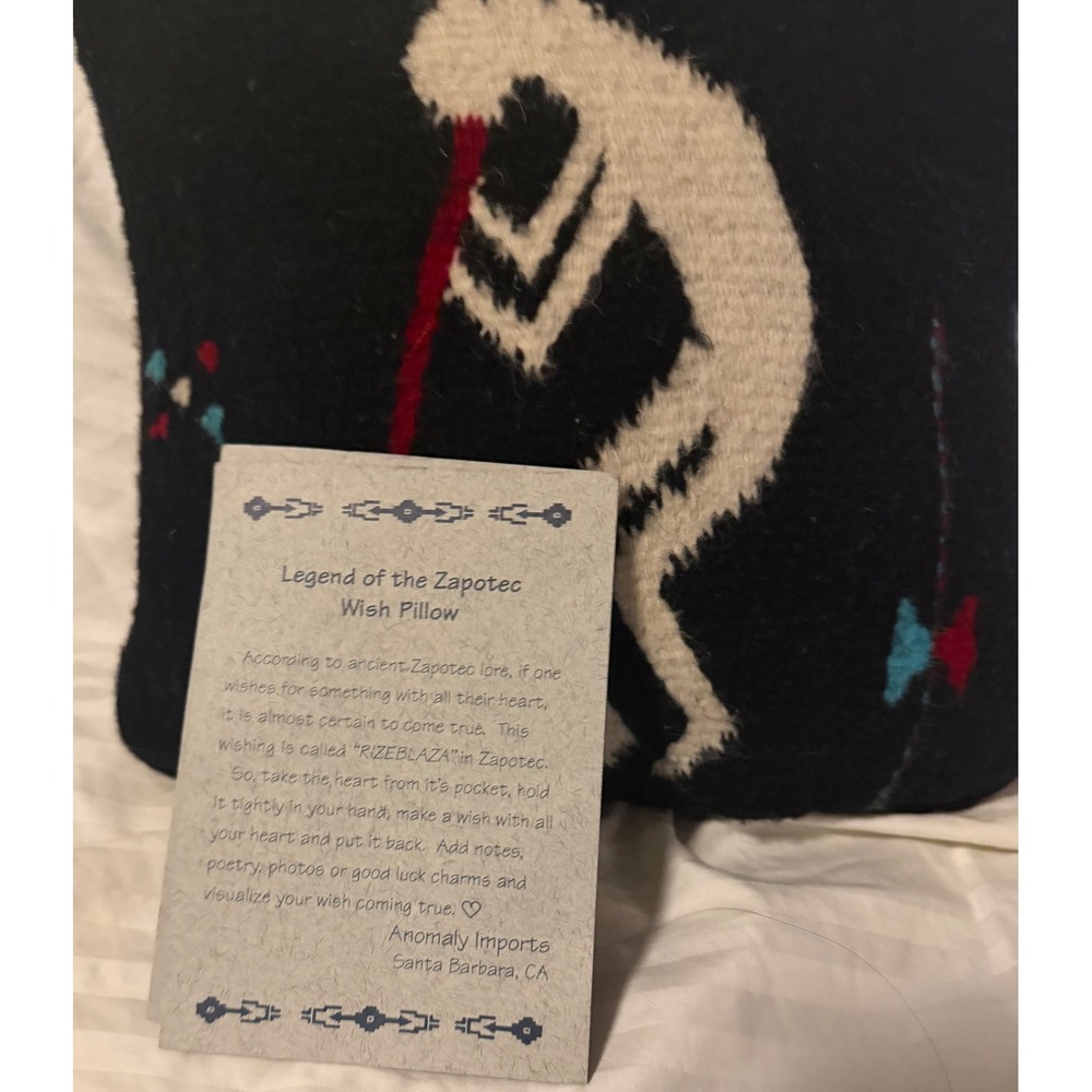 Zapotec 10"x9" Indian Weaving Wish Pillow Kokopelli Wool Oaxaca Mexico NWT